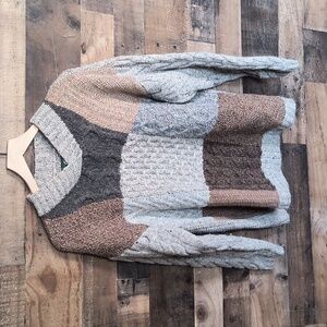 Cabela's 100% Wool Chunky Knit Patch Work Sz Large Women